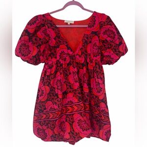 Caroline Constas Floral Poof Mini Dress